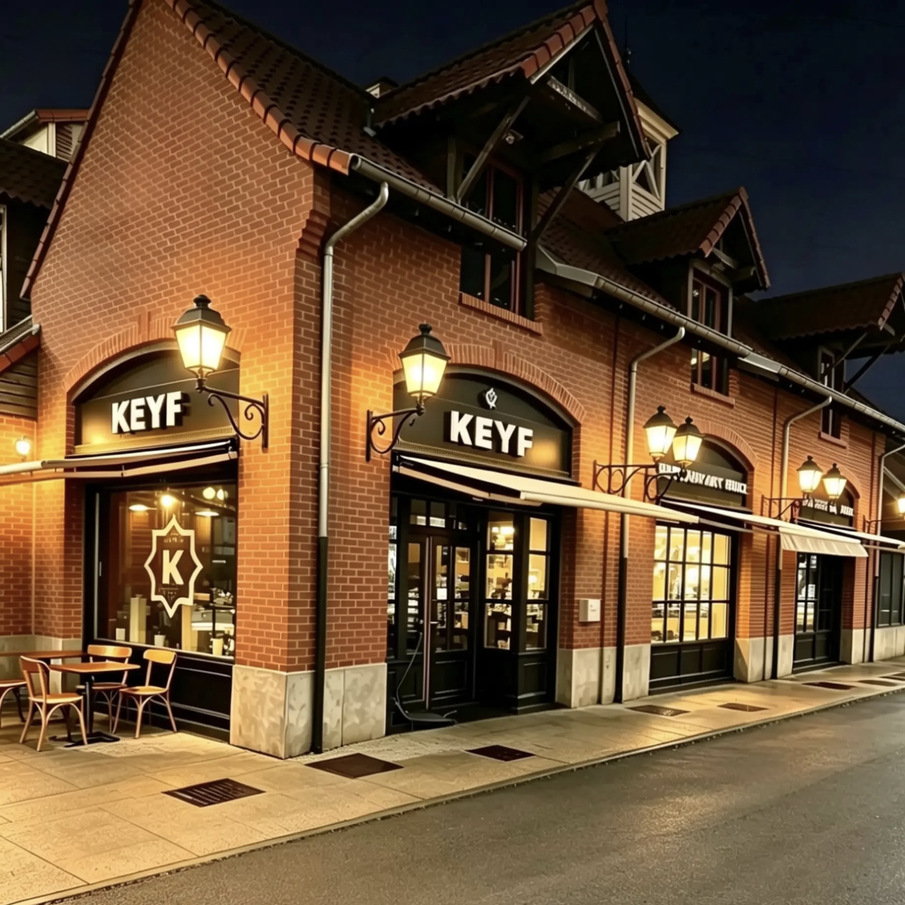 Intérieur du restaurant KEYF, murs de brique et boiseries chaleureuses